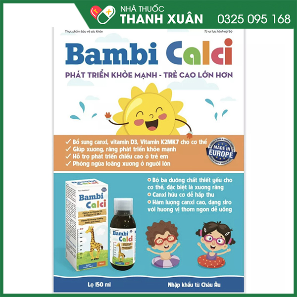 Bambi Calci bổ sung Calci và Vitamin D3-MK7 cho trẻ